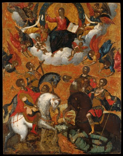 Icon of Four Military Saints on Horseback by Michele attr. to Damaskinos
